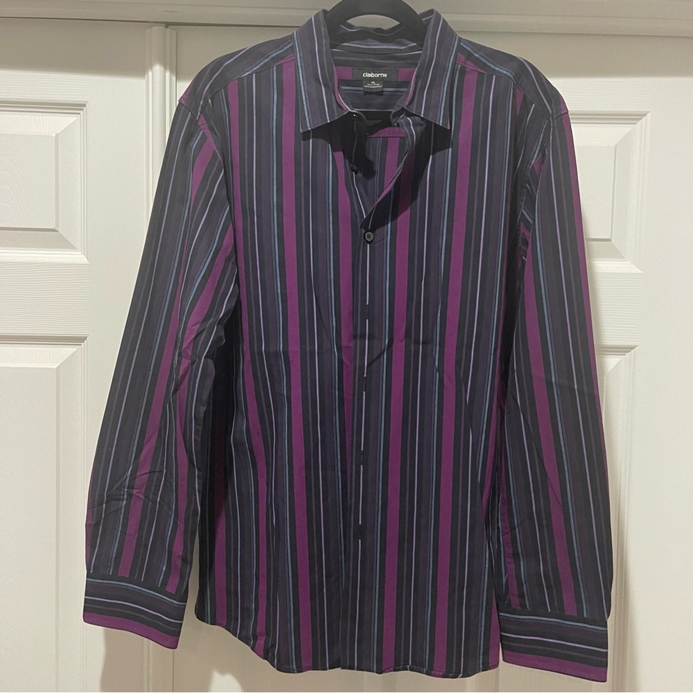 Liz Claiborne Women’s Purple Striped Shirt Size XL